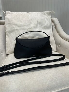 STOW London East West Curve Bag Bundle - Black Leather + Bonus Crossbody Strap
